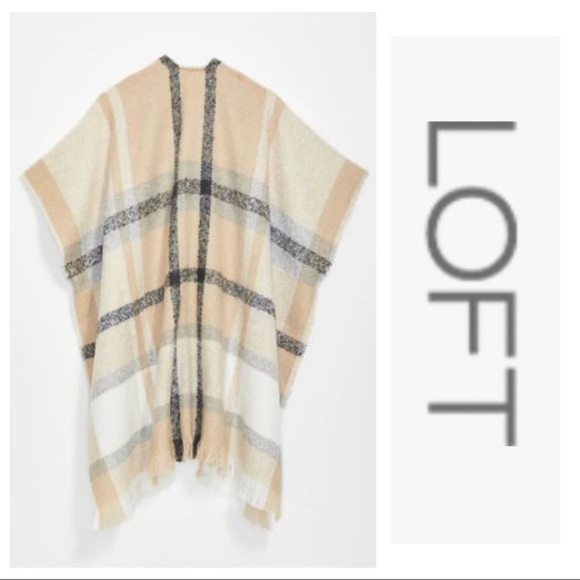 LOFT Plaid Poncho - Picture 2 of 10